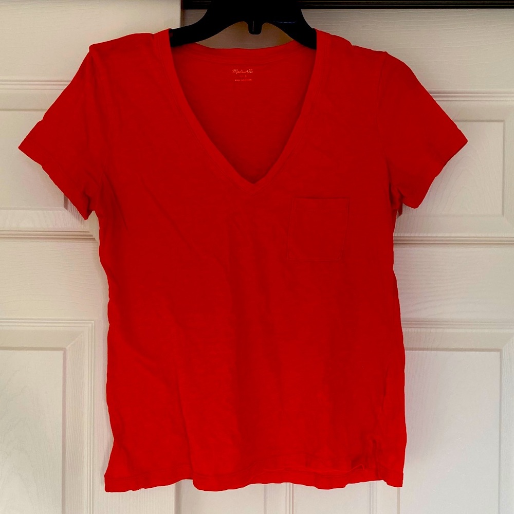 Madewell red orange tee shirt